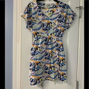 Boden boat print tunic length top with tie waist A006